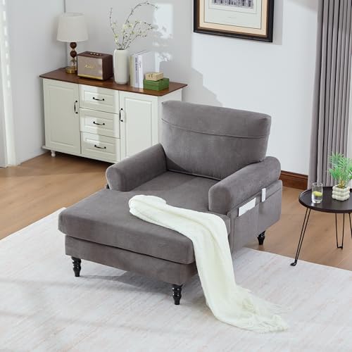 Yihomfy 125,5 X 97 X 86 Cm Canapé Convertible, Fauteuil-Lit, Pouf, MéRidienne en Chenille, Pouf...