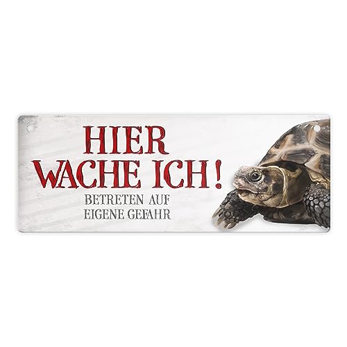 Metallschild mit Schildkröte Motiv und Spruch: Betreten auf eigene...