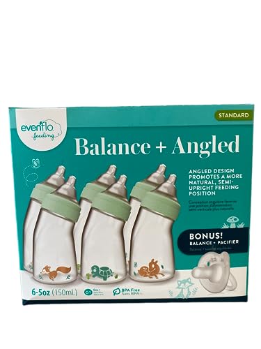 Image of Balance + Angled Standard Neck Bottle 5oz 6pk with Balance + Pacifier Sample