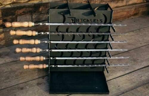 Miniatura 3 de CKG Mangal Vertical Independiente Área de Trabajo Barbacoa Parrilla Portátil - Plegable Acero Picnic Camping Exterior Mueble Brasero - Doble Cara 12