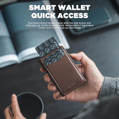 Image of VULKIT Men's Slim Wallets Pop Up Card Holder RFID Blocking Metal Wallet Minimalist Design Holds Up to 11 Cards