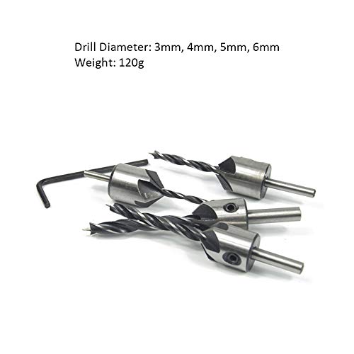 Gecheer 4 pcs HSS Escareador De Aço De Madeira Broca Countersink Broca Set Reamer Conjunto Para Trab