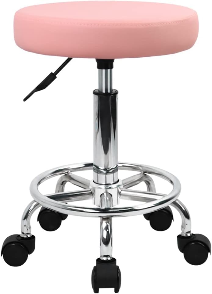 CRAFTSPEN-Adjustable Height with Heavy Duty Alloy Twin Caster Wheels -Doctor/Kitchen Stool/Office Stool/Chair/Cafeteria Stool/Bar Stool Finish Color -Pink-picture-17