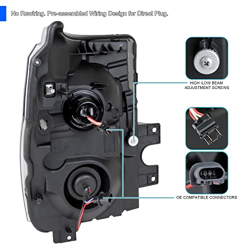 SPEC-D TUNING Black LED Halo Projector Headlights Compatible with 2011-2016 Ford F250/F350/F450/F550 Super Duty, Left + Right Pair Headlamps Assembly - Image 5