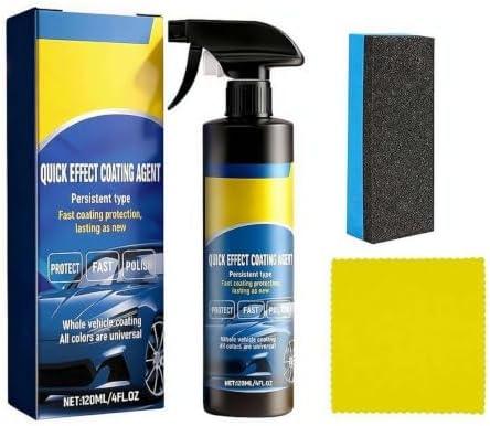 Quick Car Coating Spray, 2026 New Upgrade Quick Effect Coating Agent for Car, 120ml/4FL.0Z 3 in 1 High Protection QuickCarCoating Spray, Waterless Wash CoatCar Wax Polish Sprays