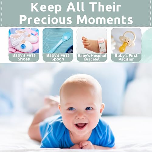 Votum K2006-0100-A5 Baby Keepsake Box For Treasured Memories, Moon & Stars - Lightweight, Handcrafted Baby Boxes With 9 Labeled Compartments For First Memories - Gender Neutral Baby Shower Gifts thumb #2