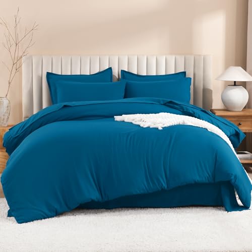 Image of Litanika Comforter Queen Size Set Teal - 7 Pieces Bed in a Bag Queen Bedding Comforter Sets, Plain Lightweight Bed Set with Comforter, Sheets, Pillowcases & Shams