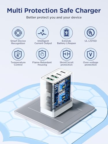 Aioneus USB C Charger Block, 40W Fast Charging Block Type C Charging Block 4-Port Dual Port PD+QC Wall Charger Head Cube for iPhone 17 16 15 14 13 12 11 Pro Max XS, iPad, Samsung Phone, Tablet - Image 5