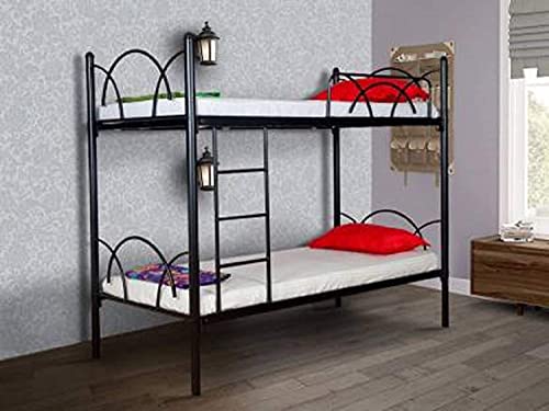 Image of Metal Bunk Bed for Kids | Twin Over Twin Bunker Bed for Adults with Metal Bed Frame and Sturdy Guardrail | Bunk Bed for Home with Mattress Queen (Bottom) + Single (Top)