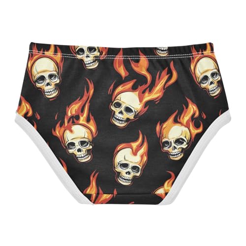 Wusikd Flaming Skulls Girls' Underwear Cotton Black Girls Briefs Soft Toddler Underwear 2T2