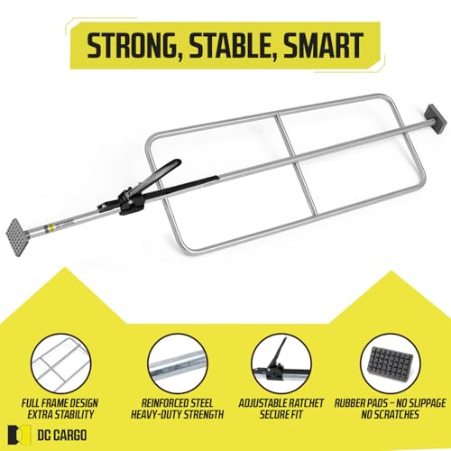 Image of DC Cargo 89-104 Inch Long Steel Cargo Lock Bar Freight Load Tie-Down with Welded Hoop Sets for Enclosed Trailers, Vans, Reefers