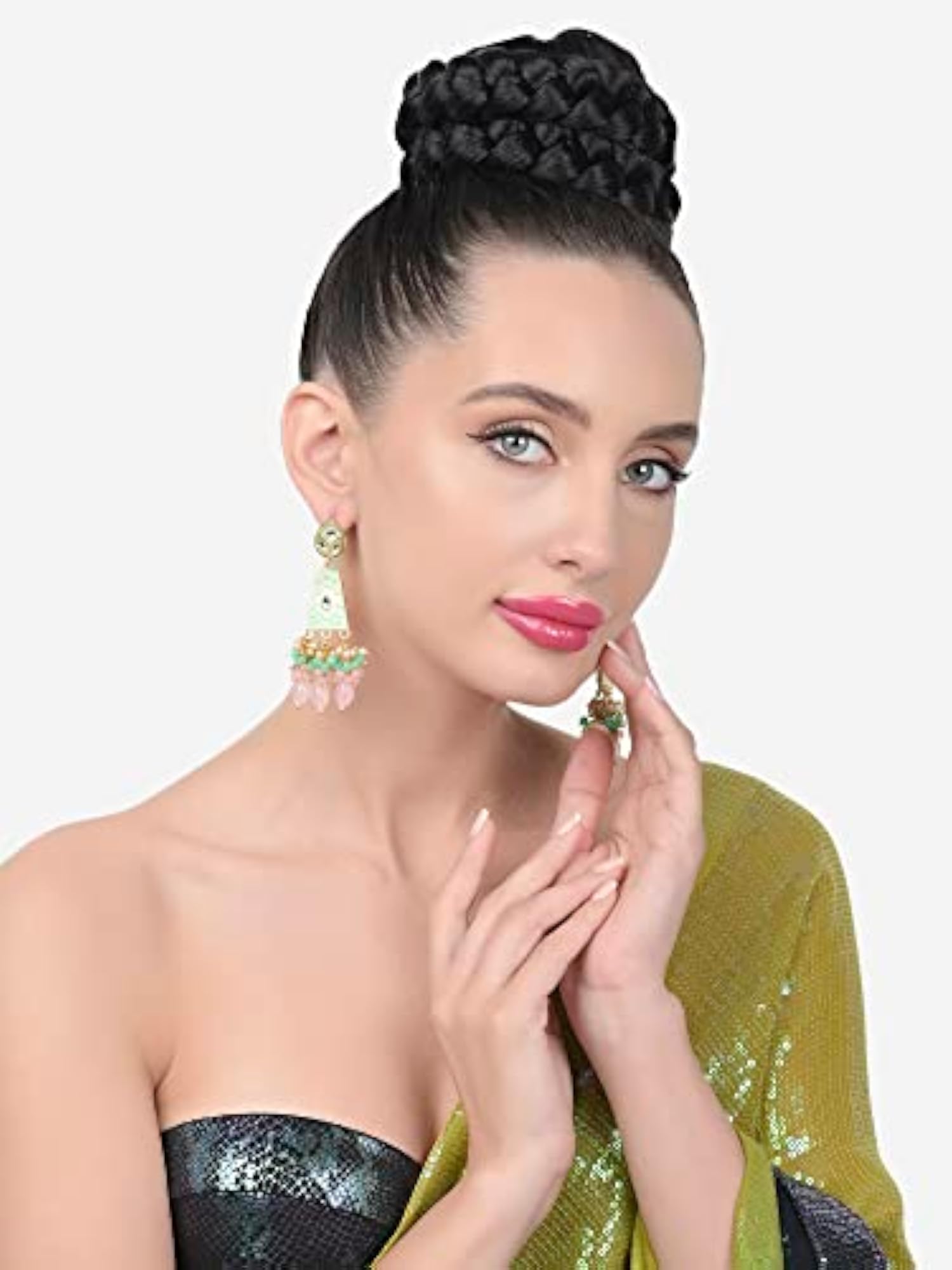 Meenakari Kundan & Cluster Crystal Drop Earring For Women