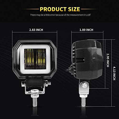 Motorcycle Fog Lights, 2PCS LED Off Road Lights 40W 3Inch Motorcycle Driving Light with DRL Angel Eye 6000K White Spot Lighting Off-road Vehicle Marine Work Light, 2 Years Warranty - Thumbnail 2
