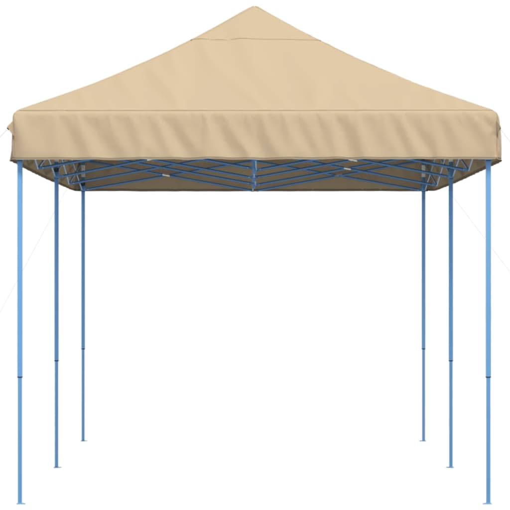Namiot imprezowy składany Pop-Up beżowy 580 x 292 x 315 cm z malowaną proszkowo ramą stalową, dach z tkaniny Oxford, 12 szpikulców do wbijania w ziemię, idealny do ogrodu, na taras, kemping