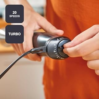 BLACK+DECKER - Frullatore a immersione 3 in 1 1200W | 20 velocità + Turbo | Lame in acciaio | Include: bicchiere graduato 250 ml, tritatutto 350 ml e frusta | Anti-spruzzo | Anti-impronte
