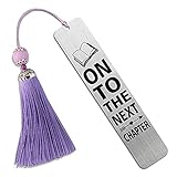 DYJYBMY On to The Next Chapter, Metal Bookmark, Engraved Bookmark, Teacher Gift, Book Club Gifts, Wedding Party Gift, Gift for Women Men Book Lover Friends Librarian