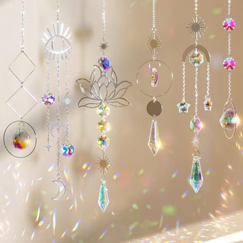 nuyikaso 6 Stück Sonnenfänger Kristall Windspiel Fenster Anhänger Lotus...