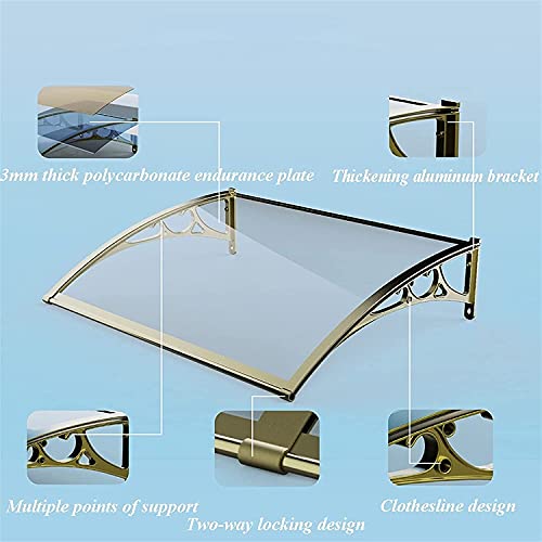 Front Back Door Porch Canopy Patio Cover Door Window Awning Canopy Rain Snow Protection Arched Awning Aluminum Alloy(Color:clear;Size:120X300Cm) #TOP3