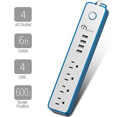 Onsmart Usb Surge Protector Power Strip, 4 Multi Outlets With 4 Usb Charging Ports, 3.4A Total Output-600J Surge Protector Power Bar, 6 Ft Long Ul Cord, Wall Mount-Blue… #TOP7