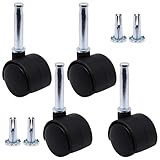 SWZHAI Plastic Casters Set of 4, M8 Grip Neck Stem Caster Wheels 1 inch, Black Nylon Swivel Caster Wheels Replacement for Furniture, Office Chair, Table, Cabinet, Shelf