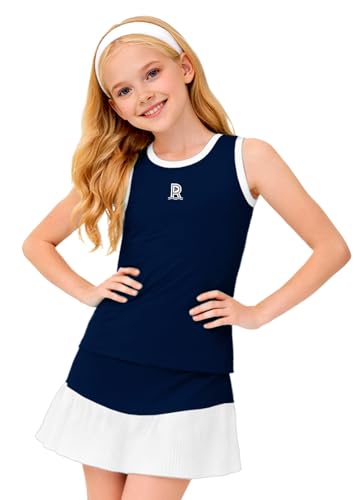 Image of Remimi Girls Tennis Dress Cute Outfit Sleeveless Workout Tank Top and Sport Skirt Set 4-12 Years