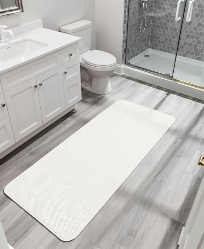 Image of Bosap Bath Mat,Ultra Thin Bathroom Runner Rugs,Large Bath Mats for Bathroom,Quick Dry,Non-Slip,Machine Washable,Low Pile,Bath Rug,Shower Outside,Sink,Home Decor Accessories.Cream,2'x5'(24x60inch)