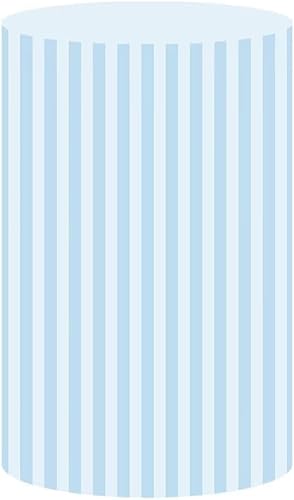 Miniatura 1 de Cubiertas redondas de pedestal de rayas azul cielo para fiesta de cumpleaños, boda, baby shower, decoración de despedida de soltera, cubierta de