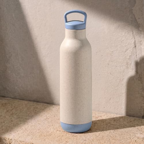 Image of Eha Earth Friendly Eco Spring Water Bottle for Office & Schools | Stainless Steel Water Bottle for Kids and Adults Made with Rice Husk | Leakproof |1 Unit, 900 ml | Azure