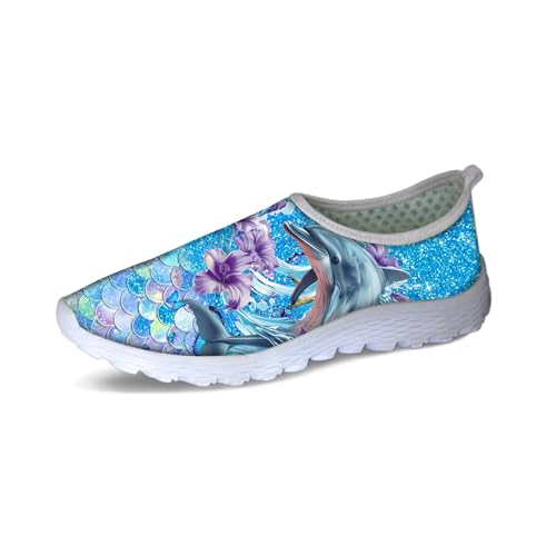 Forchrinse Tie Dye Sea Turtle Print Women’s Men’s Slip on Shoes Mesh Walking Shoes Nursing Shoes Breathable&Lightweight