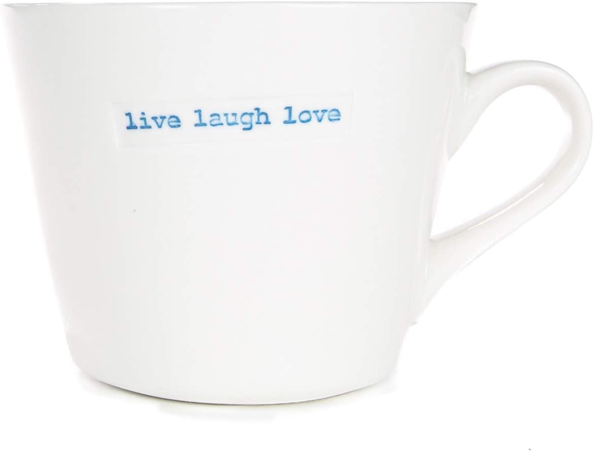 Keith Brymer Jones - Word Range - Standard Ceramic White Mug - Live Laugh Love - 350ml - Gift Boxed