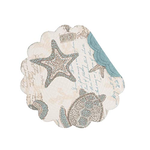 C&F Home Amber Sands 17" x 17" Round Placemat Set of 6 Reversible Cotton Nautical Coastal Sea Life Beach Table Mat Round Placemat Set of 6 Tan C&F Home Amber Sands 17" x 17" Round Placemat Set of 6 Reversible Cotton Nautical Coastal Sea Life Beach Table Mat Round Placemat Set of 6 Tan