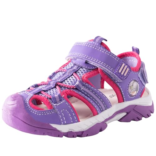 TZJS Jungen und Mädchen Sommer Geschlossene Zehe Sport Outdoor-Sandalen Atmungsaktiv und schnell trocknend(Lila Pink 24)