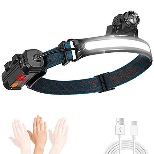 Yewclls LED Stirnlampe Wiederaufladbar 270 ° Sensor Kopflampe 6 Modi Leicht Stirnleuchte Wasserdicht Headlamp lauflicht für Kinder Erwachsene Wandern Laufen joggen Bauen Outdoor Bergsteigen Skitouren Cover