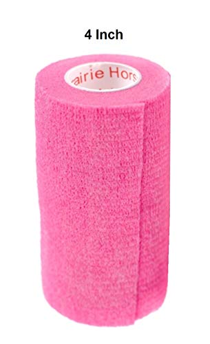 Image of Vet Wrap Tape (Neon Pink) (2 Pack) (4 Inch x 15 feet) Self Adhesive Adherent Adhering Cohesive Flex Self Stick Bandage Grip Roll Dog Cat Pet Horse