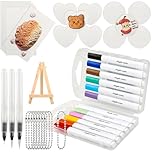EMNIMQ 41Pcs 3D Magic Foam Texture Painting Kit,Magic Puffy Paint Kit DIY Bubble Drawing Pens Art Supplies with 15 Canvas Sponge, 12 Colored Pens, 3 Water Pens, 10 Bead Chain and 1 Mini Easel