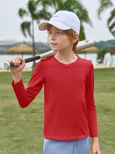 Haloumoning Boys Long Sleeve Shirts Dry Fit Athletic T Shirts for Teens Kids V-Neck Comfy Tops Tees 5-14 Years3