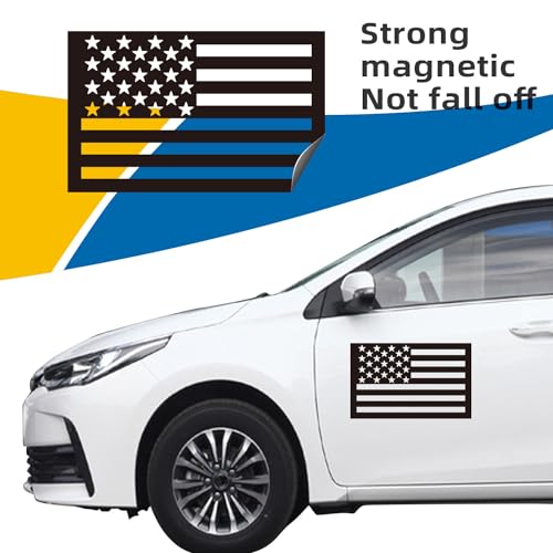 Image of American Flag Car Magnet - Decal Sticker for Vehicles, Laptops, Windows | Patriotic USA Flag Vinyl Sticker | Waterproof & Durable