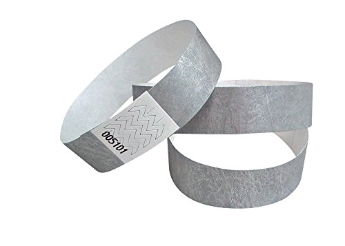 Preisvergleich Produktbild 100 Stück Tyvek-Eintrittsbänder - Wristbands - Bracelets boite de nuit - Silber