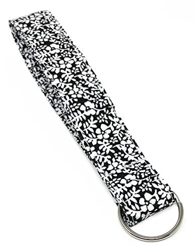 Doliphine Sakura Print Wristlet Fabric Lanyard Key Fob Key Chain for ID Badge Holder/Key/purse (Black)