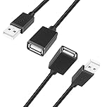 2 Pack USB 2.0 Extension Cable,2m+2m USB A Male to A Female Extender Cable,480Mbps Data Transfer Extension Lead Cables for Printer,Scanner,Camera,Keyboard,Card Reader,Hard Drive,USB Disk,Webcam(Black)