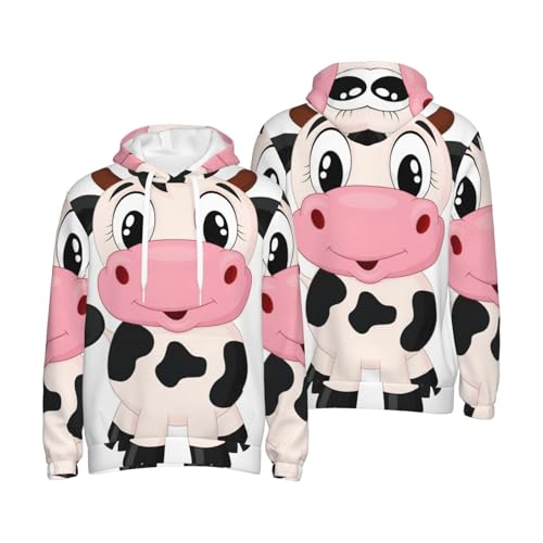 Sweat à capuche EdWal homme imprimé vache en polyester avec poche kangourou