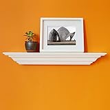 WELLAND Corona Crown Molding Floating Wall Photo Ledge Shelves Fireplace Mantel Shelf(18-Inch, White)