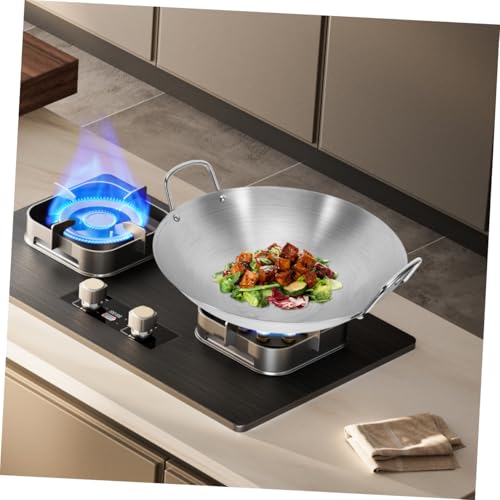 Wok acero inoxidable con dos asas y fondo redondo miniatura 5