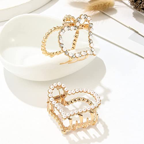 Runmi, Pinze per capelli con perle e strass, in