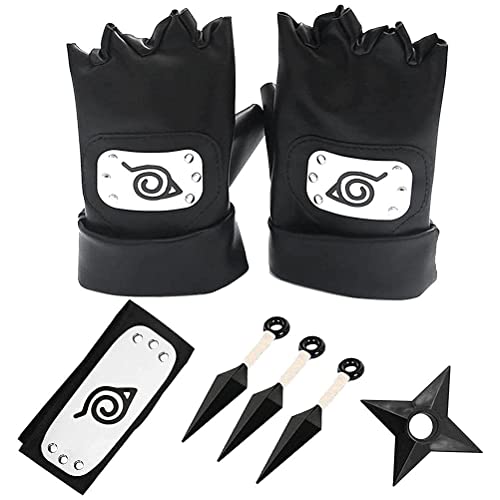 Luojlput Naruto Headband - Shippuden for Adult Unisex Ninja Cosplay Leaf Village Gloves Headband Accessory Sets | Leaf Village Headband