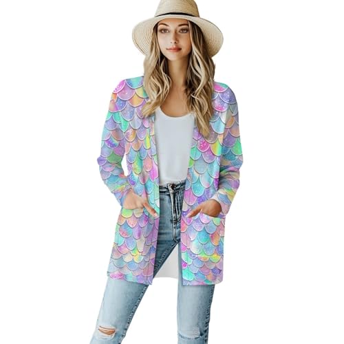 Image of Women's Open Front Cardigan Long Sleeve Loose Sweater Lightweight Soft Cardigan Jackets