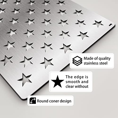 American Flag 201 Stainless Steel 50 Stars Stencil, Metal Flag Templates, for Carving Stars on Wood, Fabric, Paper, Walls Art, Artists' Drawing