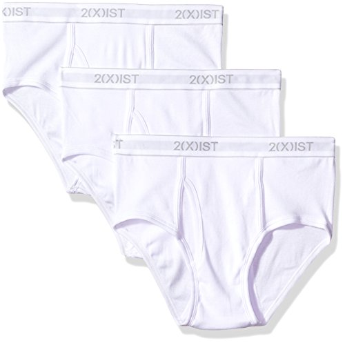 2(X)IST mens Essential Cotton Fly Front Brief 3-pack Underwear, Pure White, 32 US