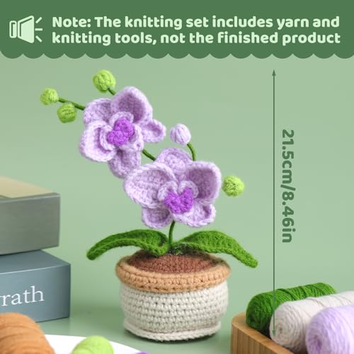 Image of Crochet Kit, Crochet Kit for Beginners, Butterfly Orchid Knitting Kit | Beginner Crochet Kit, Crochet Flower Kit with Step-By-Step Video Tutorials, Beginner Crochet Kit for Adults