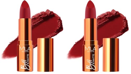 Image of Mila Beaute Bold & Matte Long-Lasting Lipstick | Highly Pigmented Soft Matte Finish | Lightweight & Hydrating with Jojoba Oil | Shade - (Toasted 4.2g) (Pack of 2)